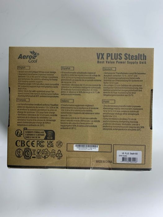 Блоки питания 600W Aerocool VX Plus Stealth новые