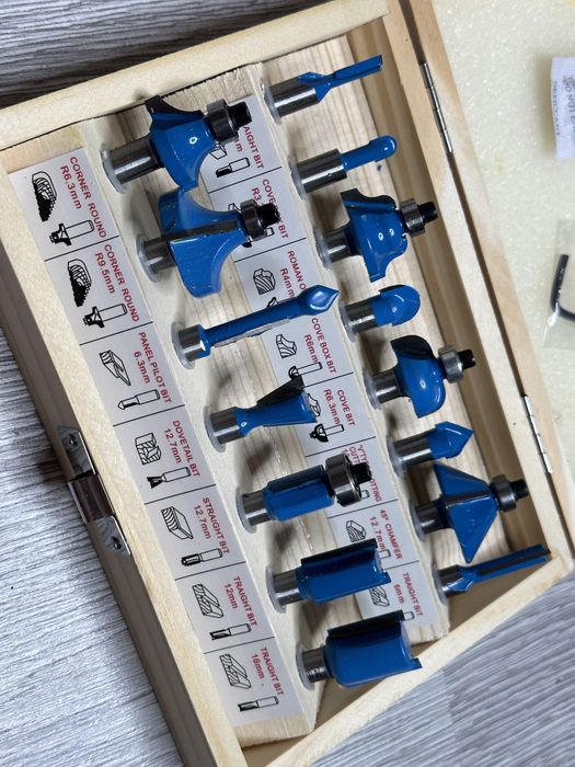 Trusa freze pentru lemn tija 8 mm set 15 buc