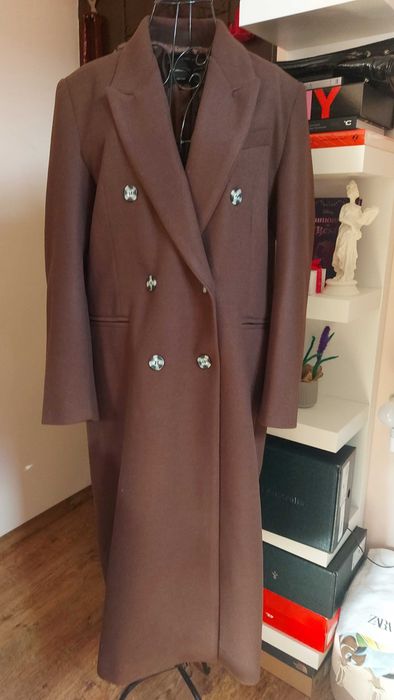 Palton maro din lână de cașmir Massimo Dutti (L) nou