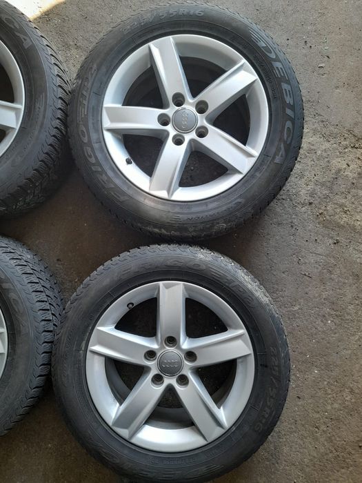 Set 4 Jante  Aliaj 5x112  Originsle Audi B8 +Anvelope 225-55-16  M+S