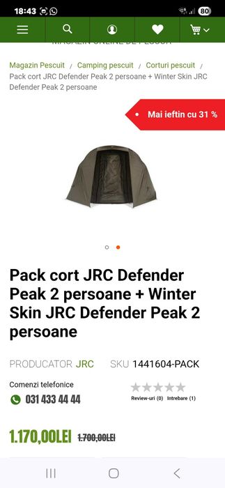 Cort JRC Defender Peak 2 persoane + Winter Skin JRC Defender Peak 2 persoane