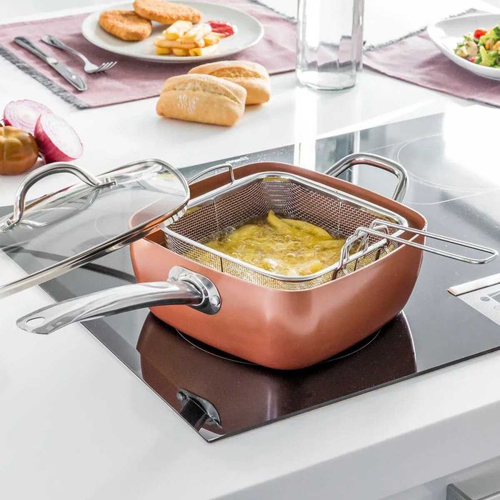 Дълбок квадратен тиган с незалепващо покритие 5в1 Copper Pan