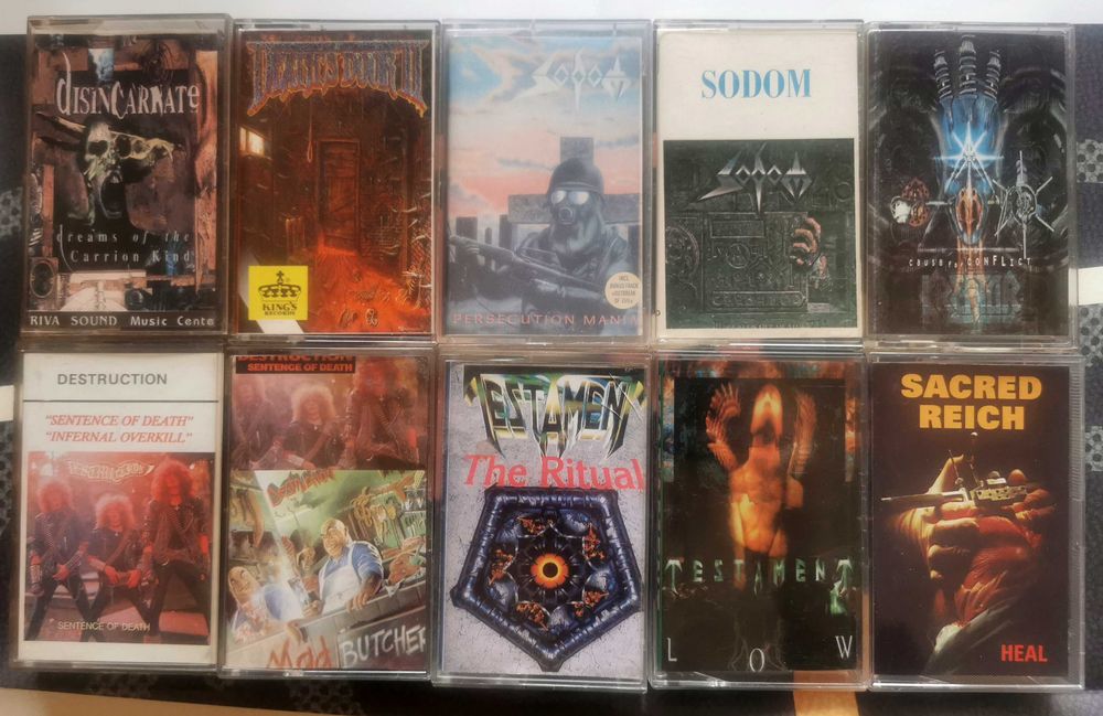 Колекция от 110 метъл аудио касети. Дет, блек, траш, индъстриъл,. пънк