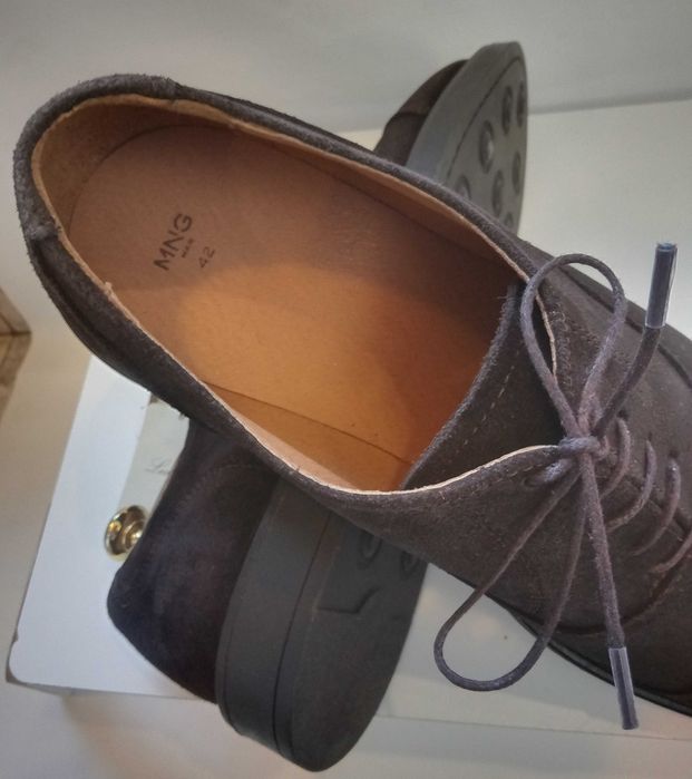 Pantofi 41 derby cap toe Mango NOI piele naturala moale