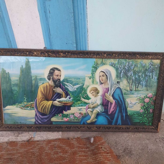 Tablou religios Sfanta Familie si porumbei