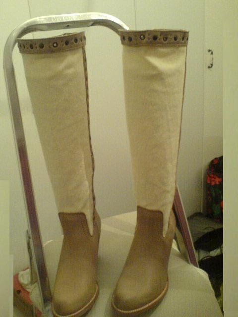 cizme Frye 37 - 37,5, piele si canvas, noi, superbe