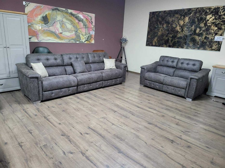 Кафяв комплект дивани от плат четворка и двойка La-z-boy