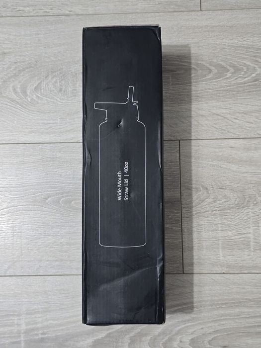 Sticlă termos Iron Flask 1.2L din inox – 3 capace,  neagra