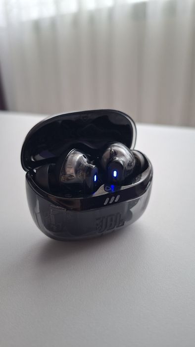 Casti wireless JBL Tune Beam 2 Ghost Edition, microfon, Bluetooth, neg