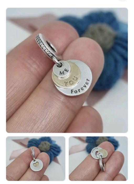 Шарм 925 серебро и 14k золото