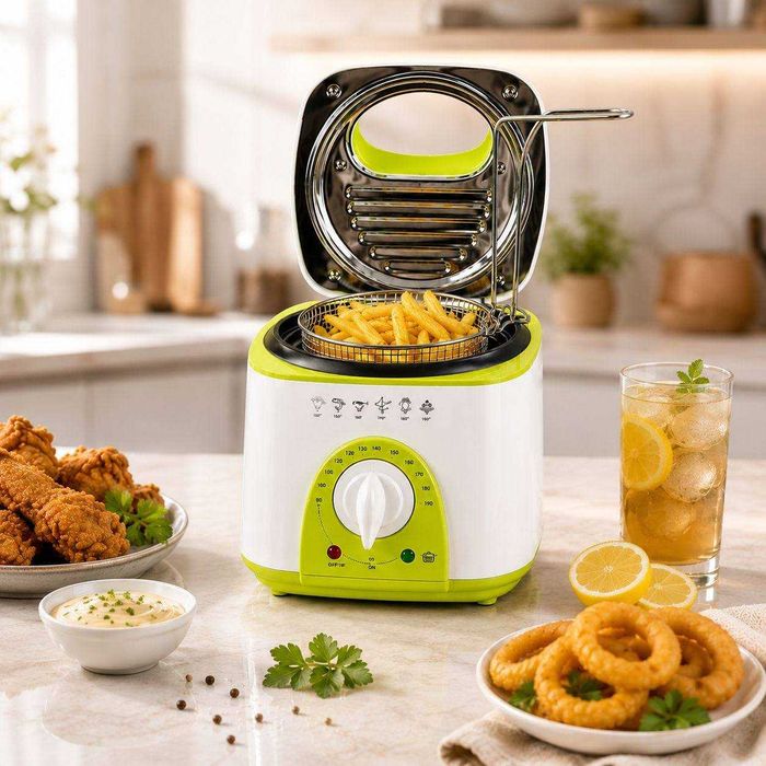Фритюрник мини SAPIR SP 1980 BC, 950W, 1 литър, Бял,Зелен GS СЕРТИФИКАТ