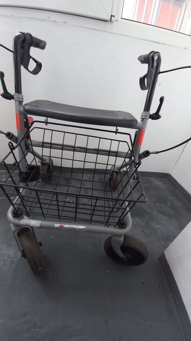 Rolator/cadru de mers 4 roti, șezut și cos, pliabil