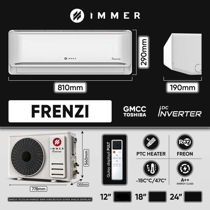 Кондиционер immer 12 Dc Inverter От Официального Диллера В Ташкенте до