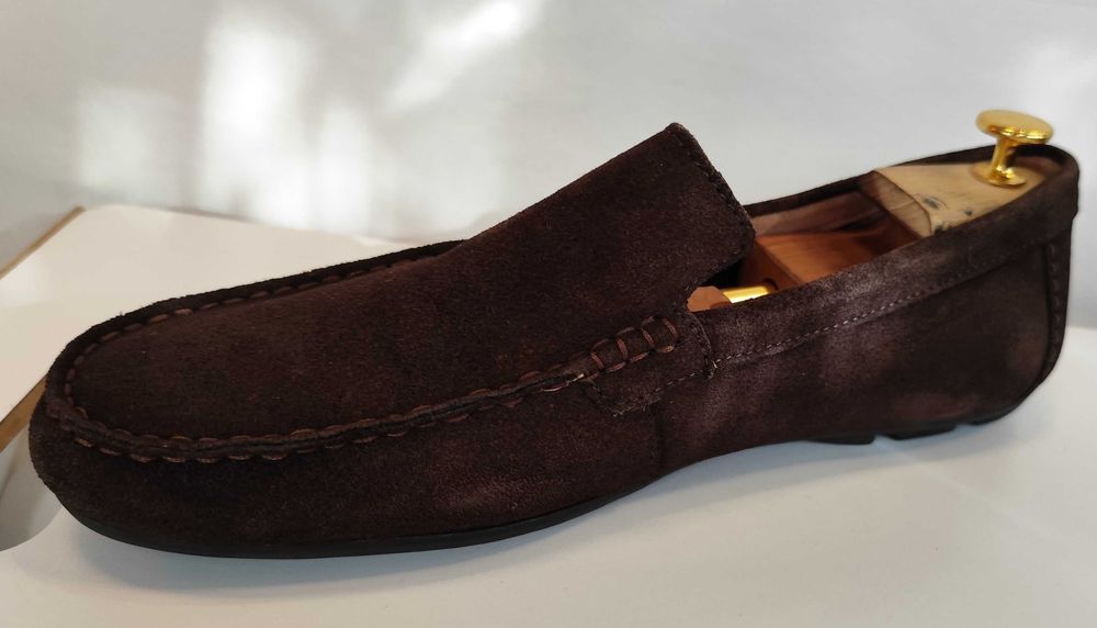 Pantofi mocasini 43 44 slip on Clarks piele naturala moale maro
