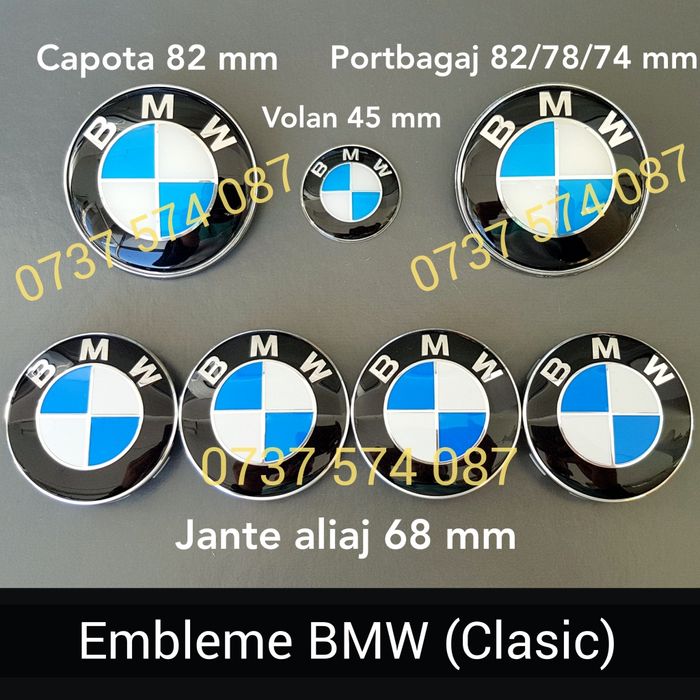 Set Embleme BMW capota / portbagaj volan si jante