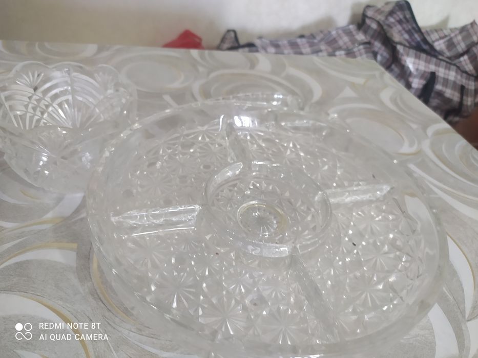 Хрустальная манежница и вазочка