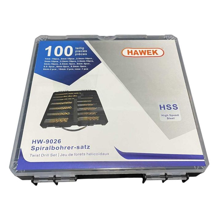 Професионален комплект свредла за метал HAWEK – 100 части HSS, с куфар