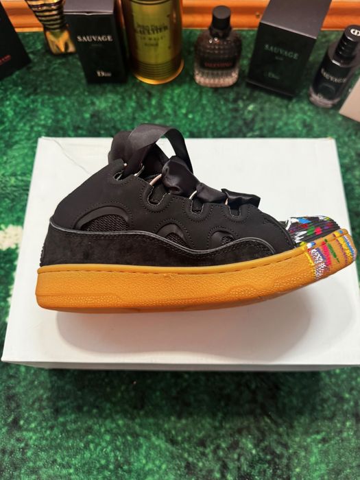 Papuci Lanvin Curb Negri Vopsea