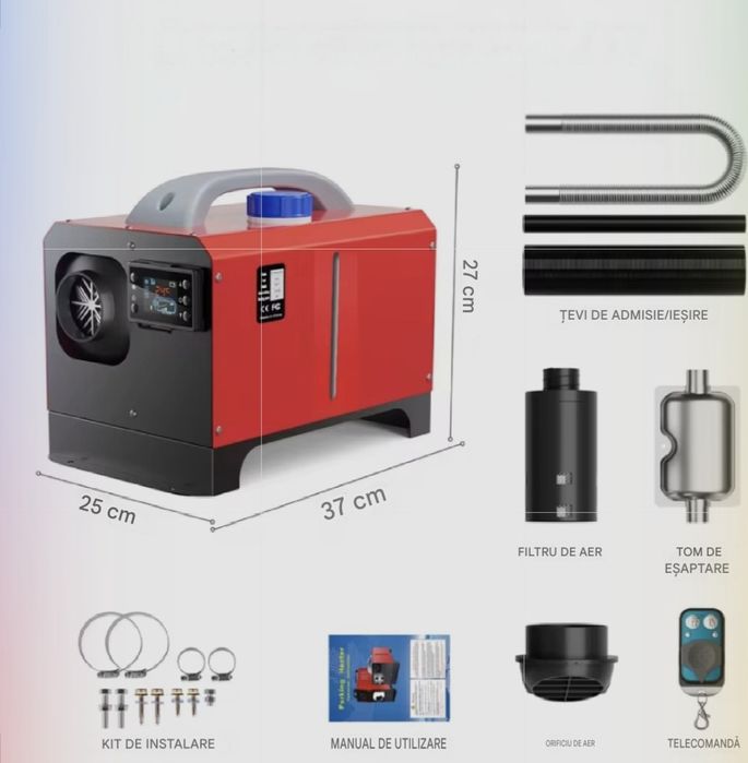 Incalzitor Aer Diesel 5-8KW/12Vcc Silentios Compact Fiabil