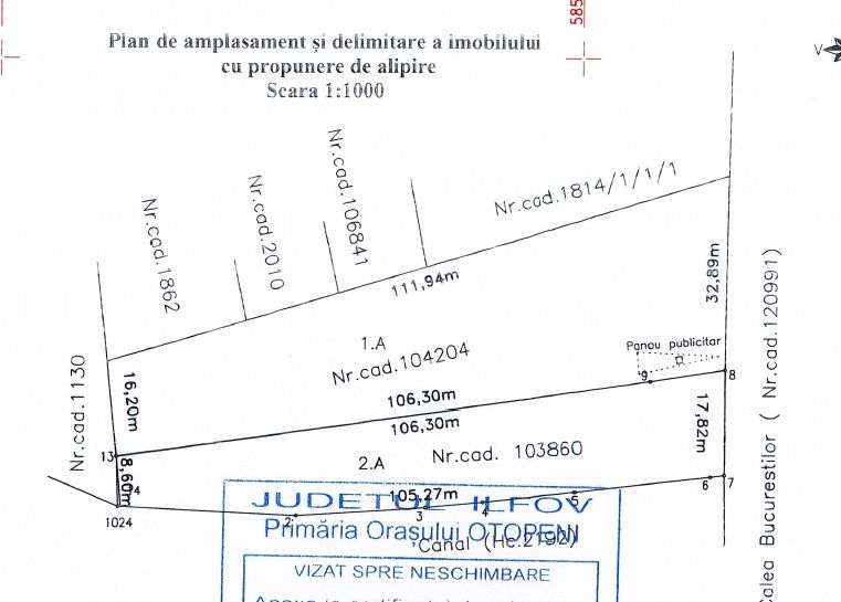 Teren Otopeni DN1 4212 mp - deschidere 51m DN1, inchiriere