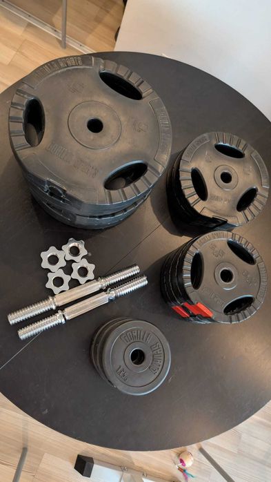 Home Gym-Banca reglabila si pliabila, gantere, bare si greutati (65kg)