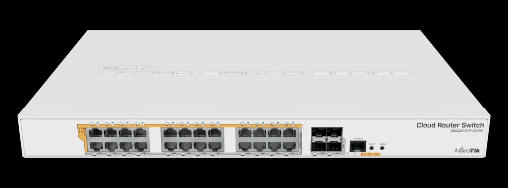 Коммутатор 	MikroTik	CRS328-24P-4S+RM