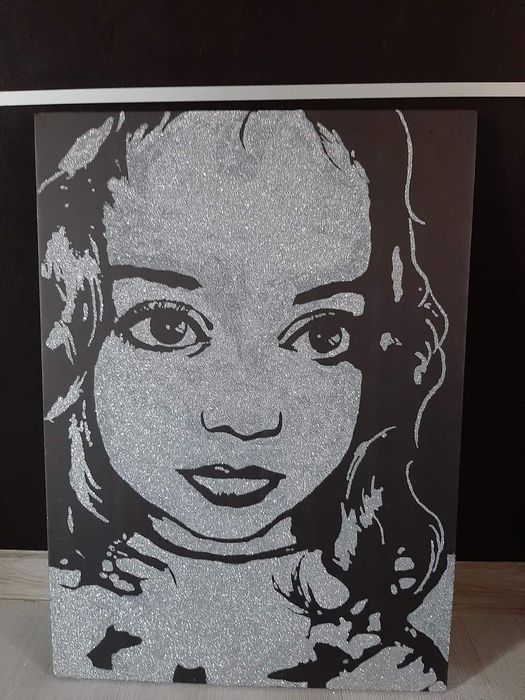 Tablou portret in sclipici