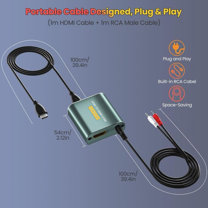 Extractor audio HDMI 4K cu iesire AUX 3.5mm pentru TV PC consola