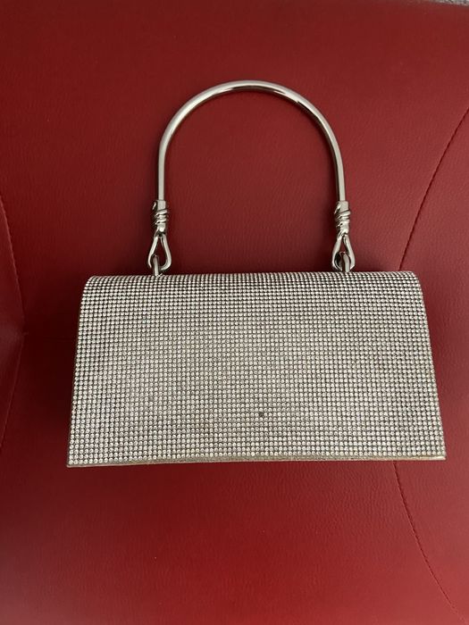 Geantă clutch elegantă de nunta Craciun mâner metalic, nou nouta