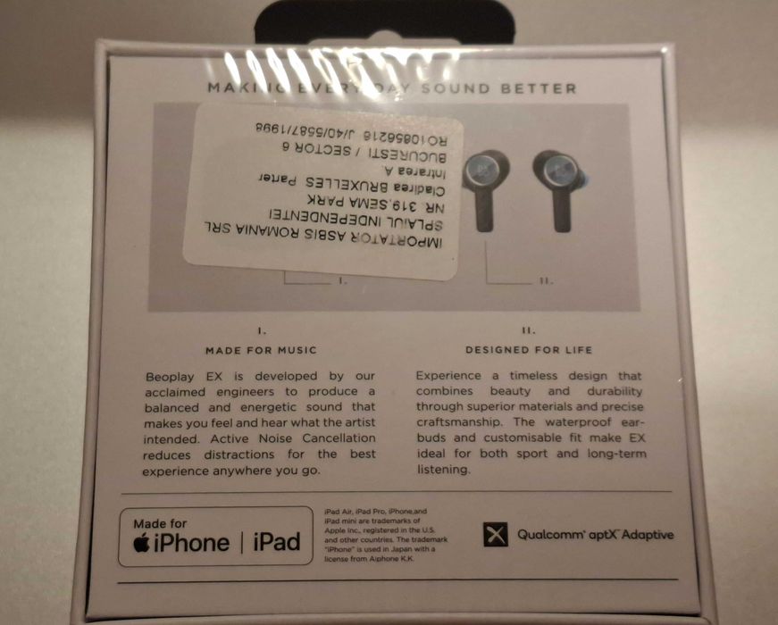 Casti Bang & Olufsen Beoplay EX Anthracite Oxygen – Noi, Sigilate, ANC, Bluetooth