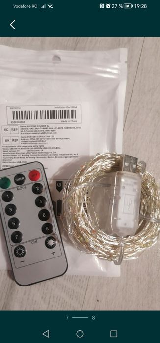 Lumini LED cu telecomanda cu 8 moduri, 20 m 200 LED-uri, pt decor, nou