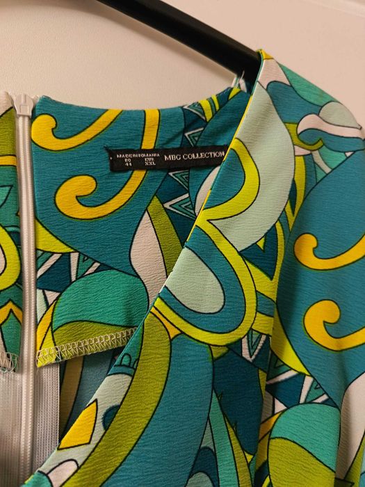 Rochie de vara superba cu imprimeu verde și galben M/L
