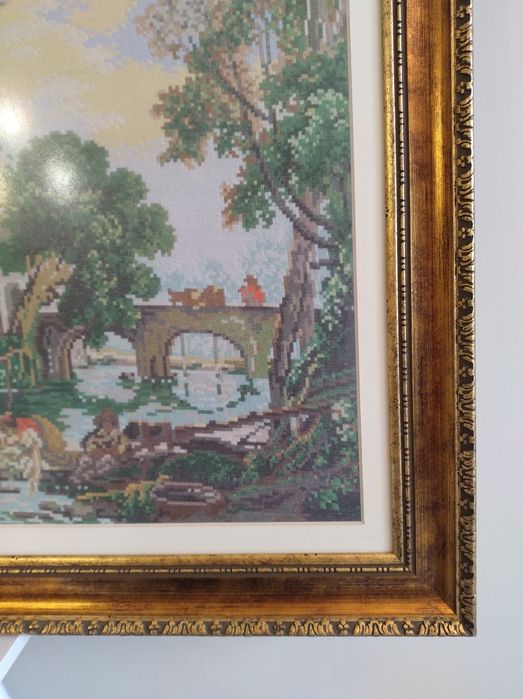 Голям гоблен "Воденицата на Буше" от 90те, с рамка