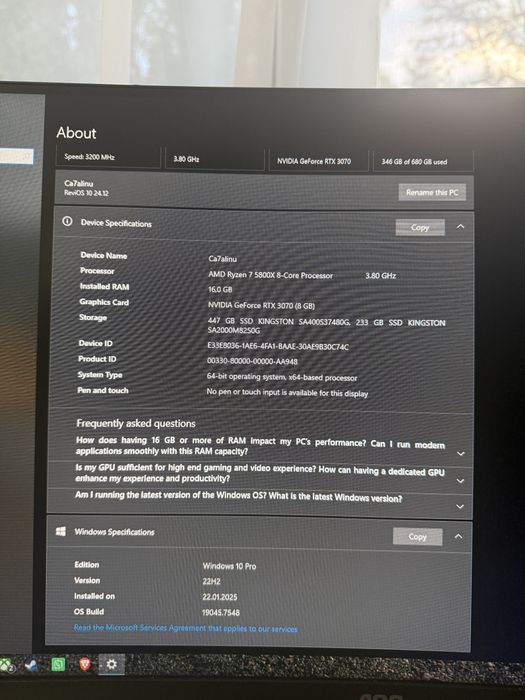 PC GAMING COMPLET – Ryzen 7 5800X + RTX 3070 + Monitor AOC 165Hz
