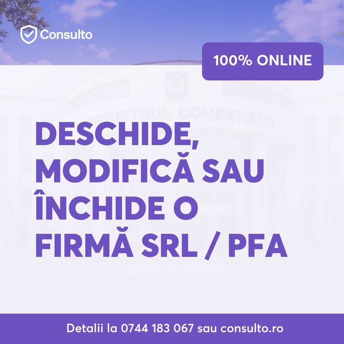 Infiintare, modificare si gazduire sediu firme SRL / PFA - Timisoara