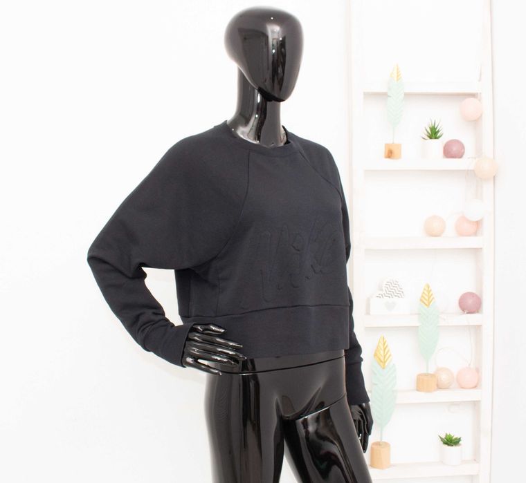 Nike оригинален дамски суичър черен пуловер с релефно лого S