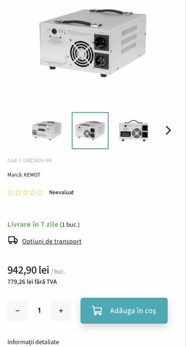 Stabilizator automat de tensiune KEMOT MSER-5000 (5000 VA, servomotor)