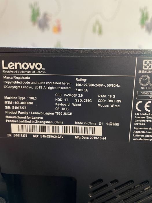 Pc lenovo i5-9400f 2.9 si Amd radeon rx 5500 sapphiere