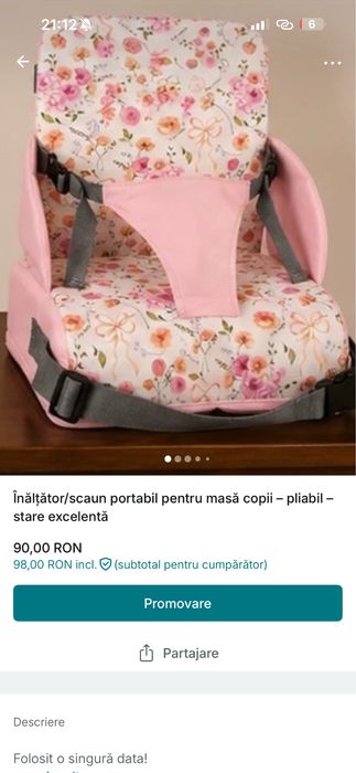 Scaun masa bebe fata fetita
