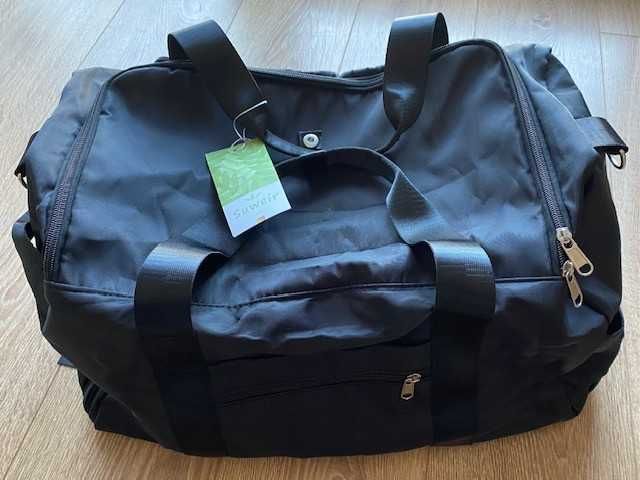 Geanta sport 42L neagra, noua, compartiment pantofi & umed