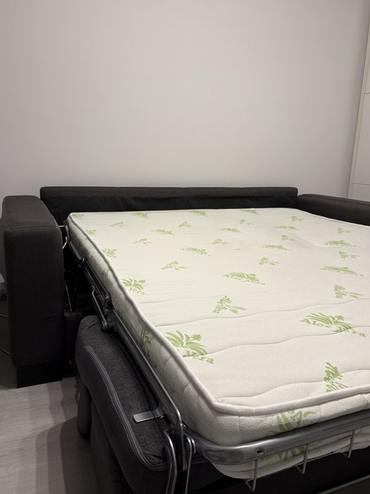 Canapea Extensibilă, textil, gri închis,