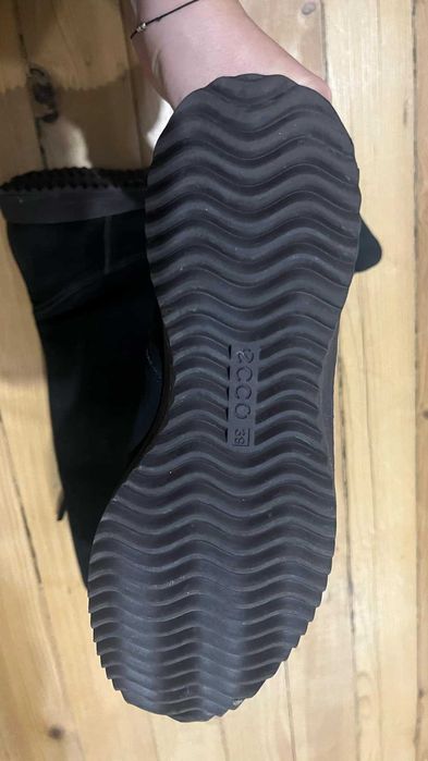 Дамски ботуши ECCO, естествен велур, черни, 39 номер