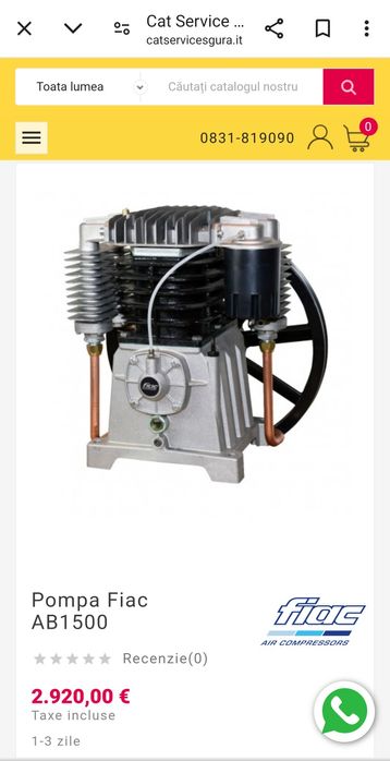 Compresor Fiac 500 litri cu pompa AB1500 mot 7,5 kw