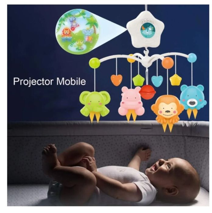 Carusel muzical cu proiectie pentru patut, jucarie cu lumini