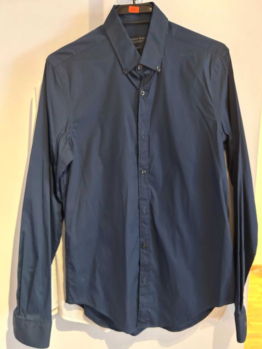 3 едноцветни ризи Benetton, Zara x 2 + раирано сако H&M