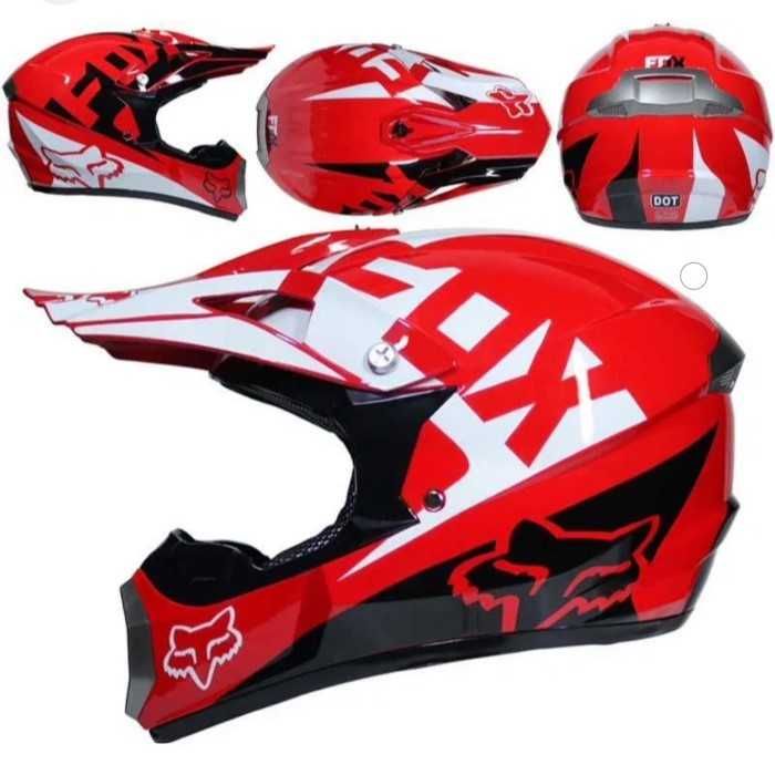 Кросова каска Automat, За мотор, Атв, Вело, S и M размер, Червен-бял