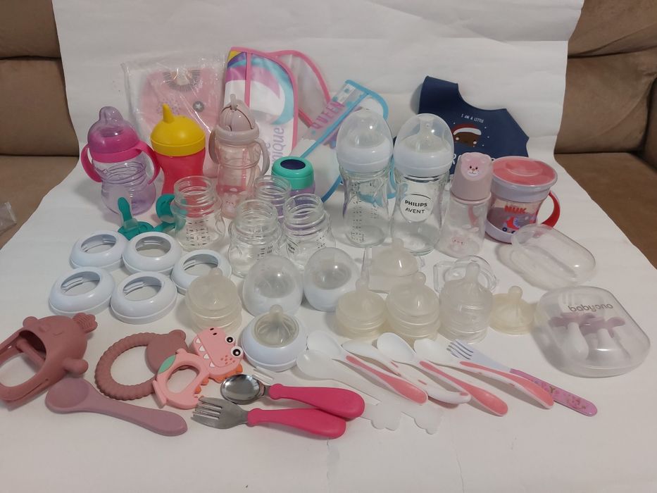 Лот от 2 големи и 4 малки стъклени шишета на Philips Avent