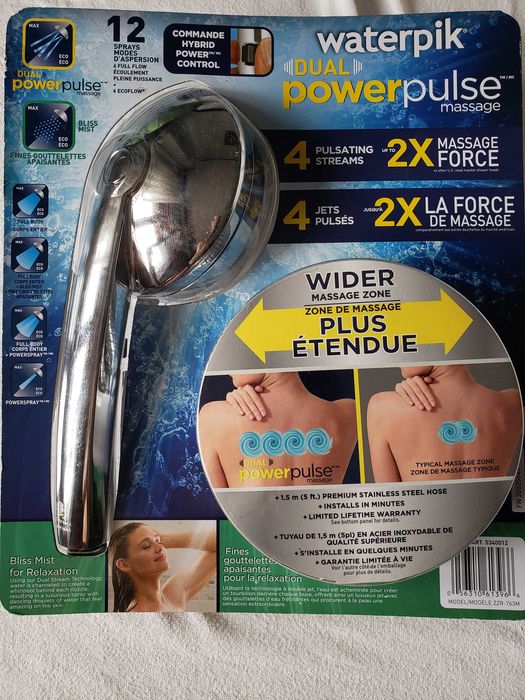 Set de dus de perete, para, furtun si suport Waterpik dual power pulse