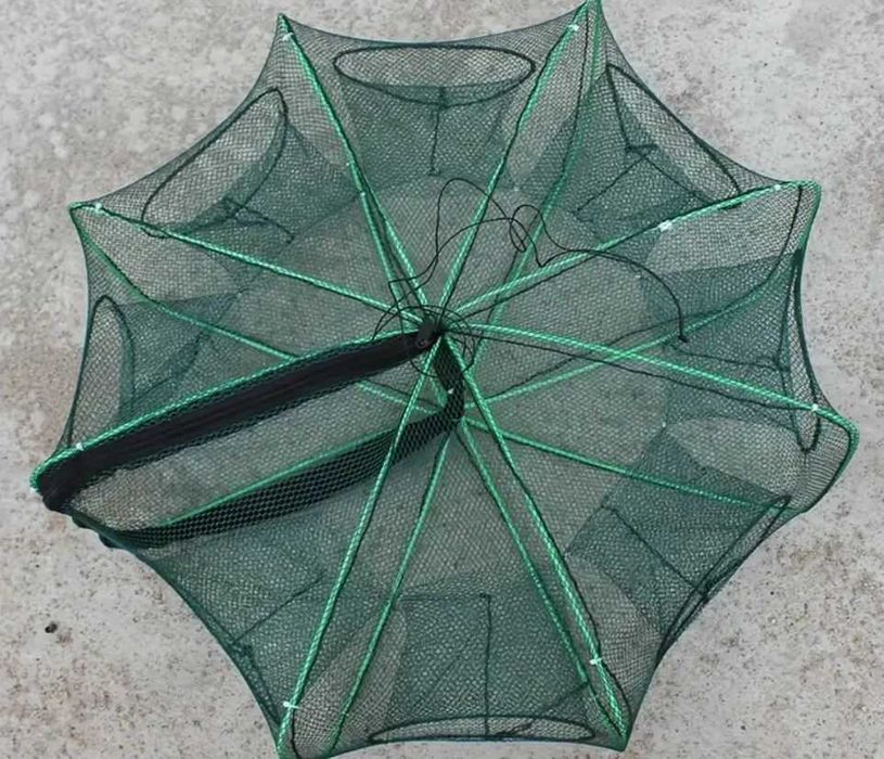 Мрежа/кош за улов на риба или раци - със 8 отвора -70 см, сгъваема