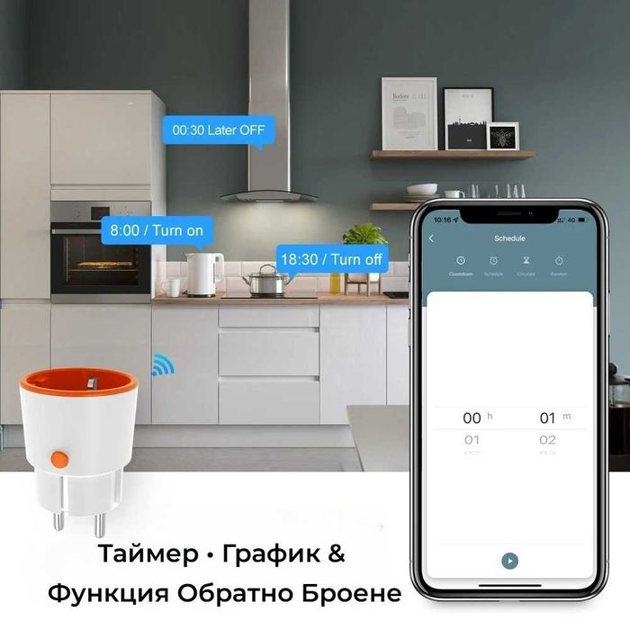 AVATTO ZOT06 ZigBee Преходен контакт | Мониторинг на Ел. Енергия 16A